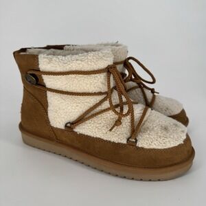 KOOLABURRA BY UGG Michon Mini Chestnut Suede Sheepskin Women's Boots Size 10